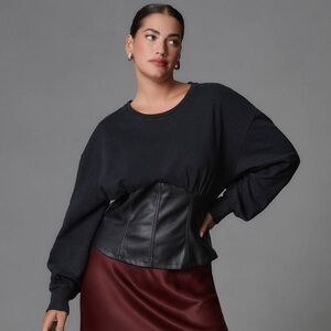 Pilcro Plus Faux Leather Corset Sweater L